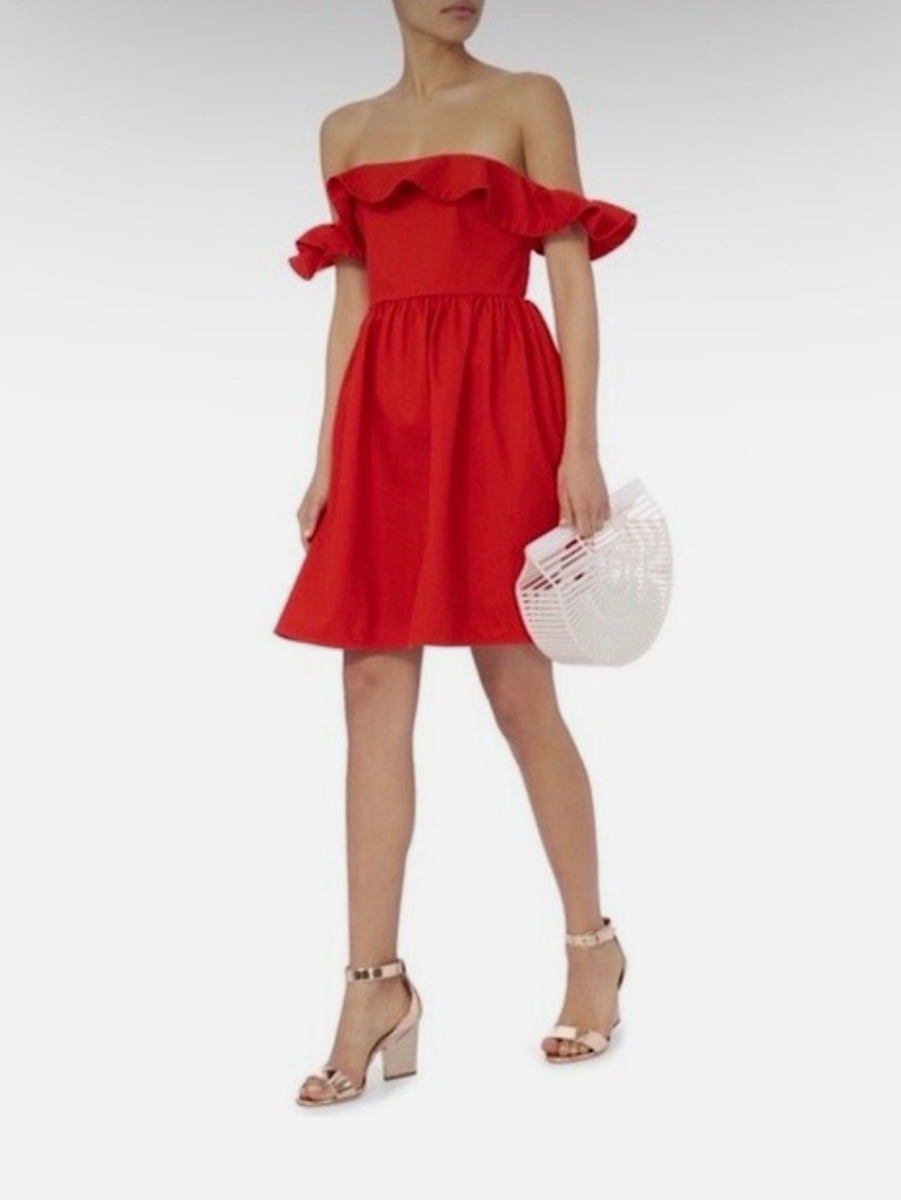 Apiece Apart Red Ruffle Shoulder Casual Dress
